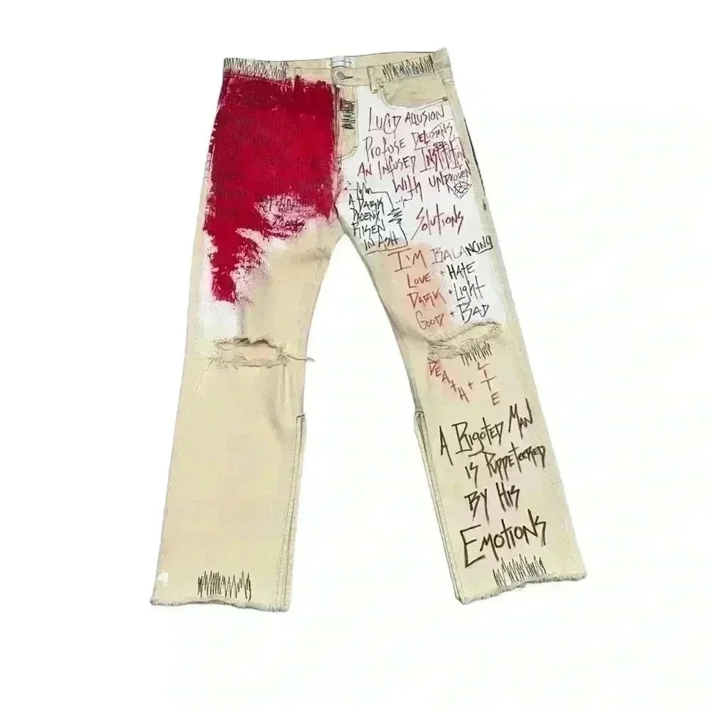 Faith Connexion  Off-White Tag Destroyed Denim Jeans